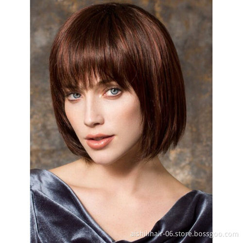 Aishili Short human hair wigs Silky straight wig for women Wholesale fashion wig